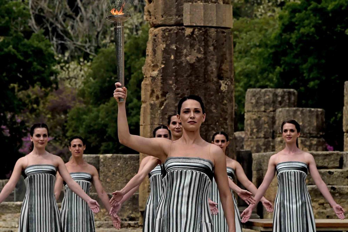 Olympic Torch Lit for Paris 2024 Games in Olympia, Birthplace of