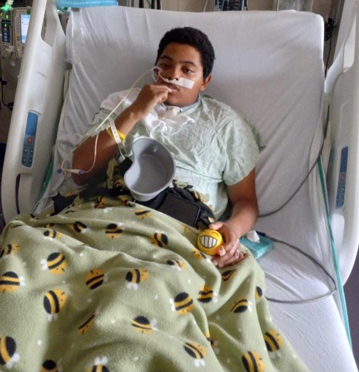 David Jaramillo, 16, of Marion at Blank Children's Hospital in Des Moines, Thursday, July 22, 2021. He had been hospitalized since July 3 with injuries he suffered in an accident on the Raging River ride at Adventureland Park in Altoona that claimed the life of his 11-year-old brother, Michael.