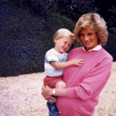 Diana is pregnant with Harry in this photo of her holding young William.