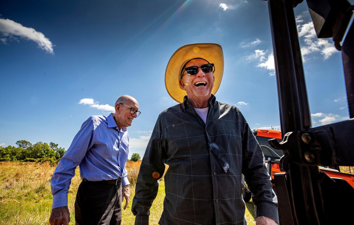 Bob Adams, left, and Reggie Baxter, co owners of the Creek Ranch near Port Hatchineha. The Florida Cabinet on Tuesday approved the state's purchase of the 1,342-acre ranch for conservation.