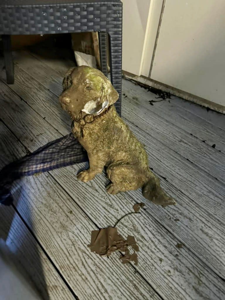 When they arrived at the dog’s location, the team discovered that the pup was in fact a 2ft tall statue of a Spaniel. Cleethorpes Wildlife Rescue/SWNS