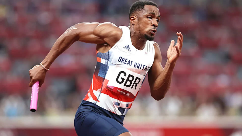 Great Britain sprinter CJ Ujah is seen here competing at the Tokyo Olympic Games. 