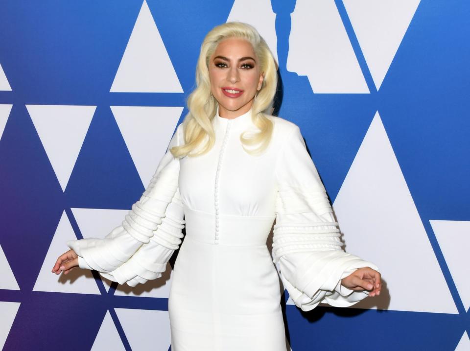 Hopeful: Lady Gaga is in the running for Best Song and Best Actress (Jon Kopaloff/Getty Images)