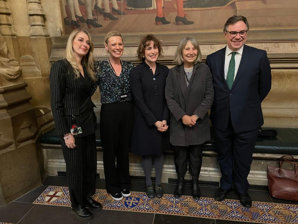 Dr Susan Michaelis (centre right) with health secretary Victoria Atkins (centre) Katy Swinburne (centre left) and  Dehenna Davison MP (left) and  and Sir Jeremy Quin MP (right) (Supplied)