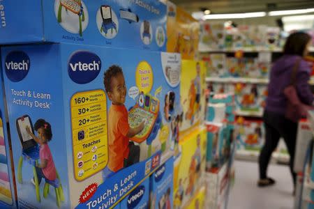 VTech's products are seen on display at a toy store in Hong Kong, China November 30, 2015. REUTERS/Tyrone Siu