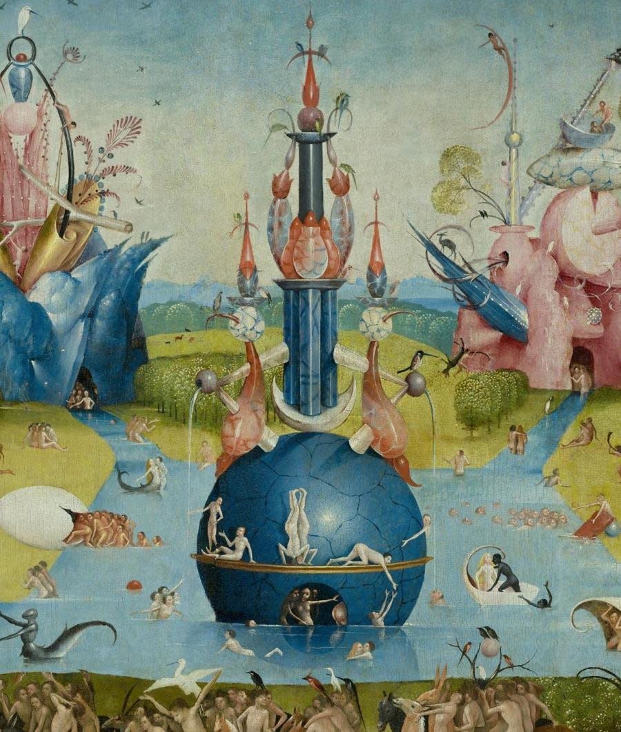 Ok, so you may associate "The Garden of Earthly Delights" with its array of terrifying, otherworldly creatures, but the painting has its fair share of sensual details. Dating from between 1490 and 1510, the work plays host to a whole carnival of sins, including the acts in the image above, in which nude men and women are seen frolicking with each other, horses, birds, mermaids, plants... you name it. Writer Laurinda S. Dixon described it as teeming with "a certain adolescent sexual curiosity." 