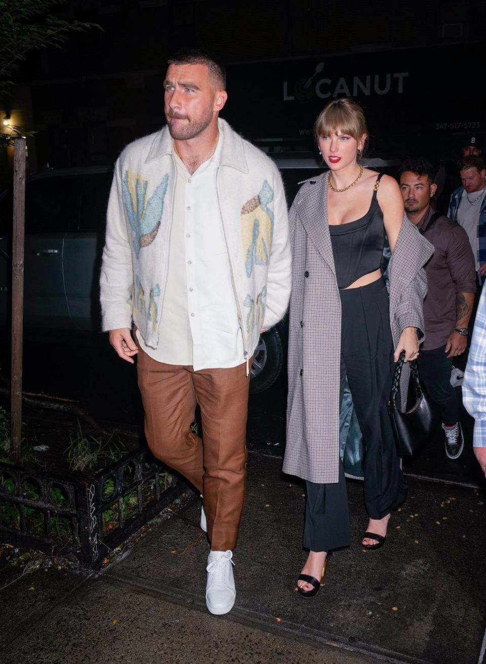 Travis Kelce and Taylor Swift in New York City on October 15, 2023.