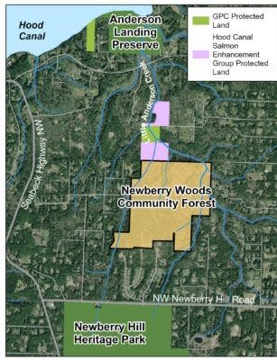 Great Peninsula Conservancy bought the Newberry Woods Community Forest to protect the 202 acres of land from development. The land purchase closed in October 2022.