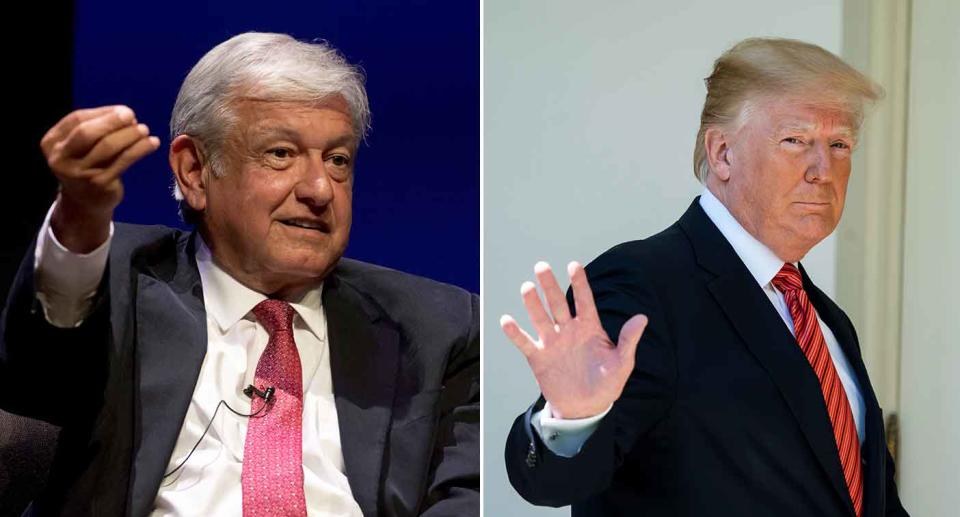 El candidato ganador de la elección presidencial de México, Andrés Manuel López Obrador, y el presidente de Estados Unidos, Donald Trump. (EFE y Reuters)