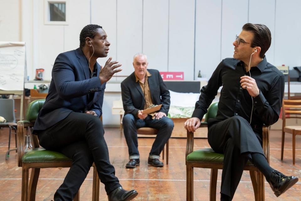 David Harewood and Zachary Quinto in rehearsal for Best of Enemies (Johan Persson)