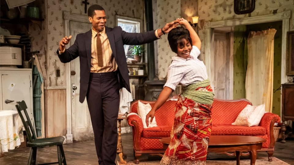 <div class="inline-image__caption"><p>John Clay III, left, and Paige Gilbert in the Public Theater revival of 'A Raisin in the Sun.'</p></div> <div class="inline-image__credit">Joan Marcus</div>