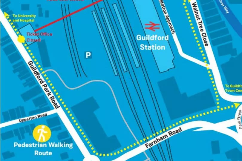 Map showing how to get around the station using Franham Road and Walnut Tree Close