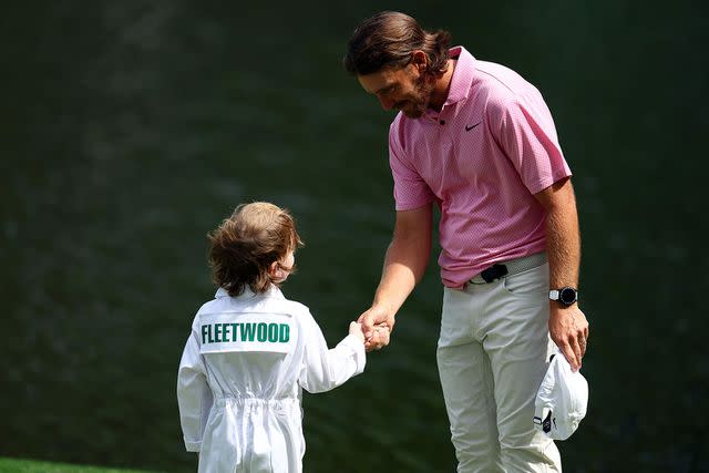 <p>Maddie Meyer/Getty</p> Franklin and Tommy Fleetwood on April 10, 2024 in Augusta, Georgia.