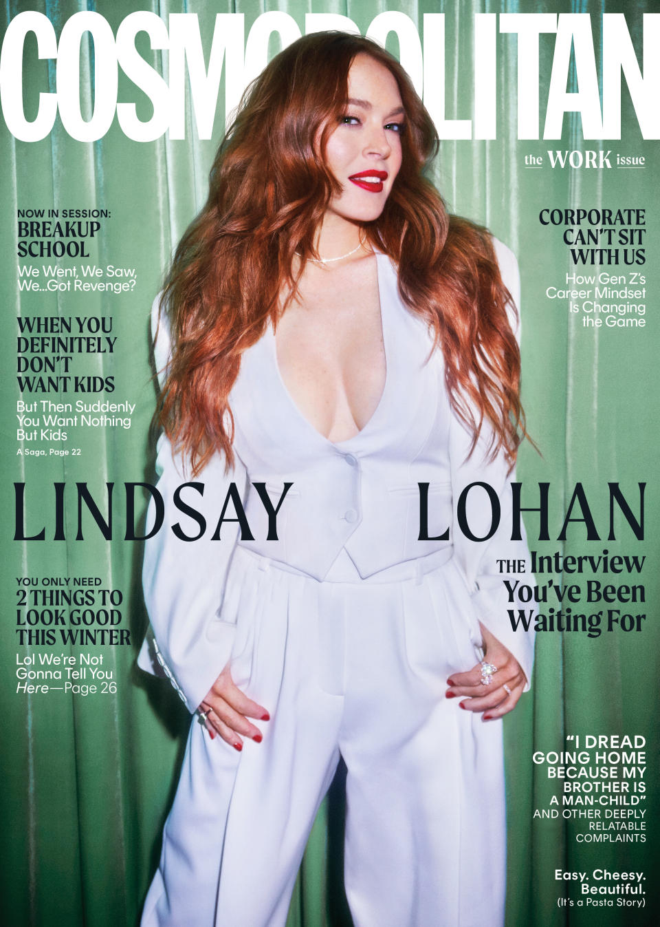 Lohan on the cover of Cosmopolitan's The Work issue. (Photo: Ellen von Unwerth for Cosmopolitan)