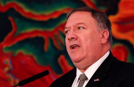 U.S. Secretary of State Mike Pompeo speaks during the hemispheric anti-terrorism summit in Buenos Aires