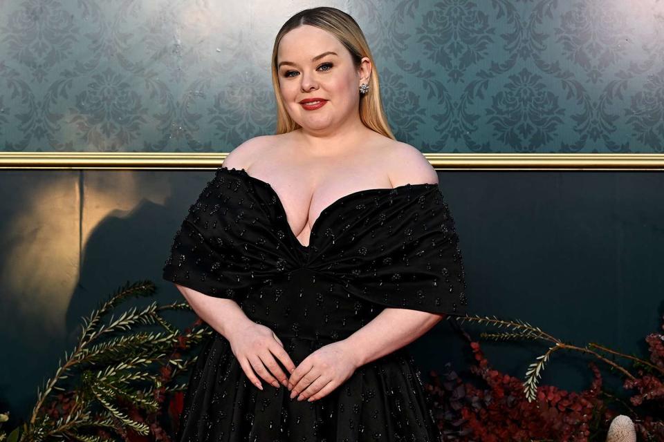 <p>James Gourley/Getty Images</p> Nicola Coughlan attends the "Bridgerton" Season 3 launch on the grounds of Milton Park Country House on April 21, 2024 in Bowral, Australia. 