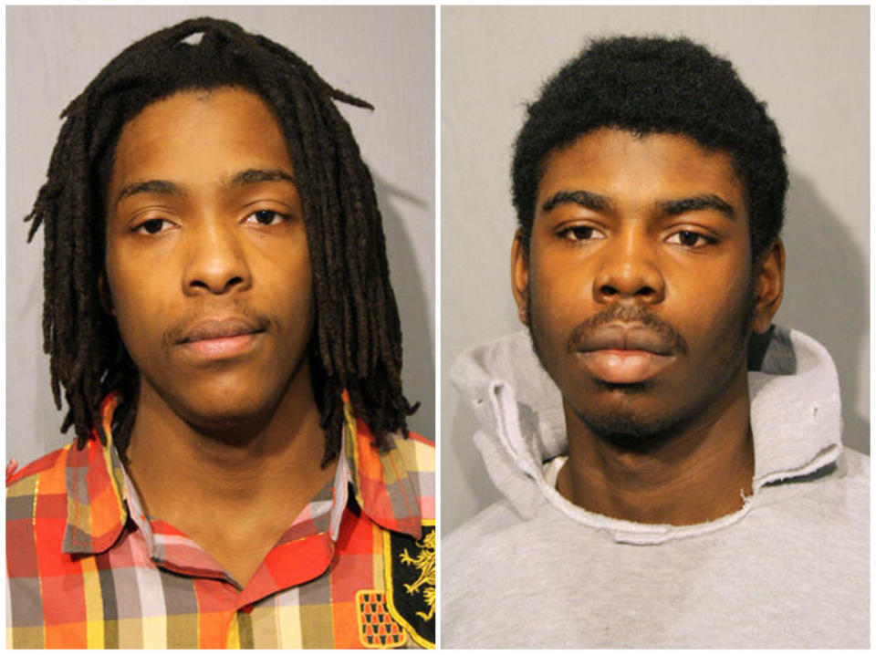 Micheail Ward, right, and Kenneth Williams are pictured in this combination image of booking photos from the Chicago Police Department. (Photo: Handout . / Reuters)