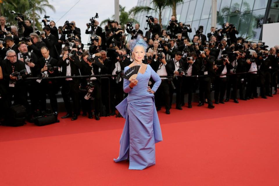 helen mirren blue hair l'oréal paris at the 76th cannes film festival