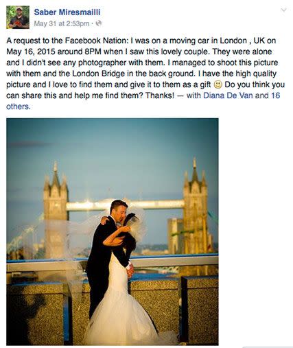 A Facebook post of mystery newlyweds has been shared more than 266,000 times. Photo: Facebook
