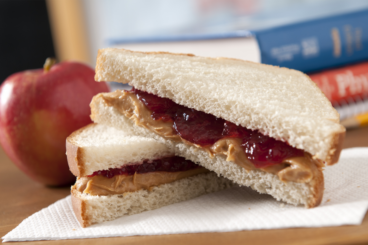 peanut butter and jelly sandwich school lunch