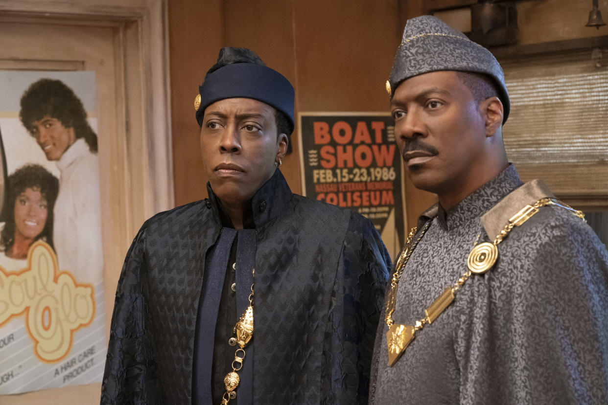 Arsenio Hall and Eddie Murphy star in the long-awaited sequel, 'Coming 2 America' (Photo: Quantrell D. Colbert/Paramount Pictures)

