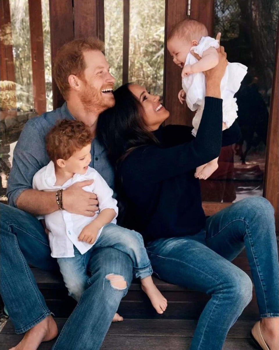 Prince Harry with wife Meghan, the Duchess of Sussex, and their two children, Prince Archie and Princess Lilibet. (Alexi Lubomirski / Courtesy Archewell Foundation)