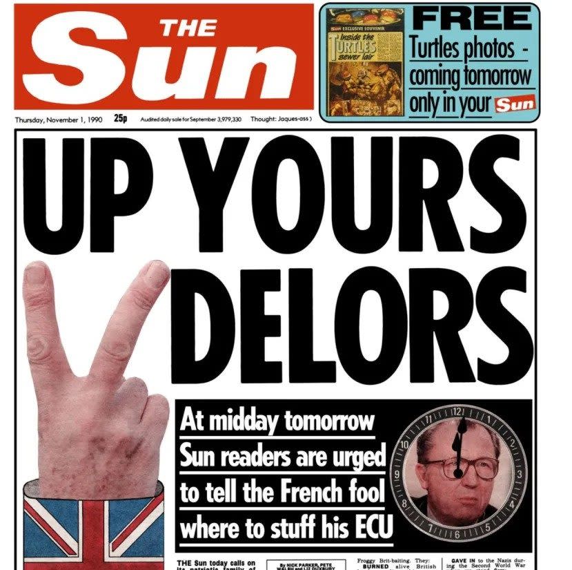 The infamous Sun newspaper front page