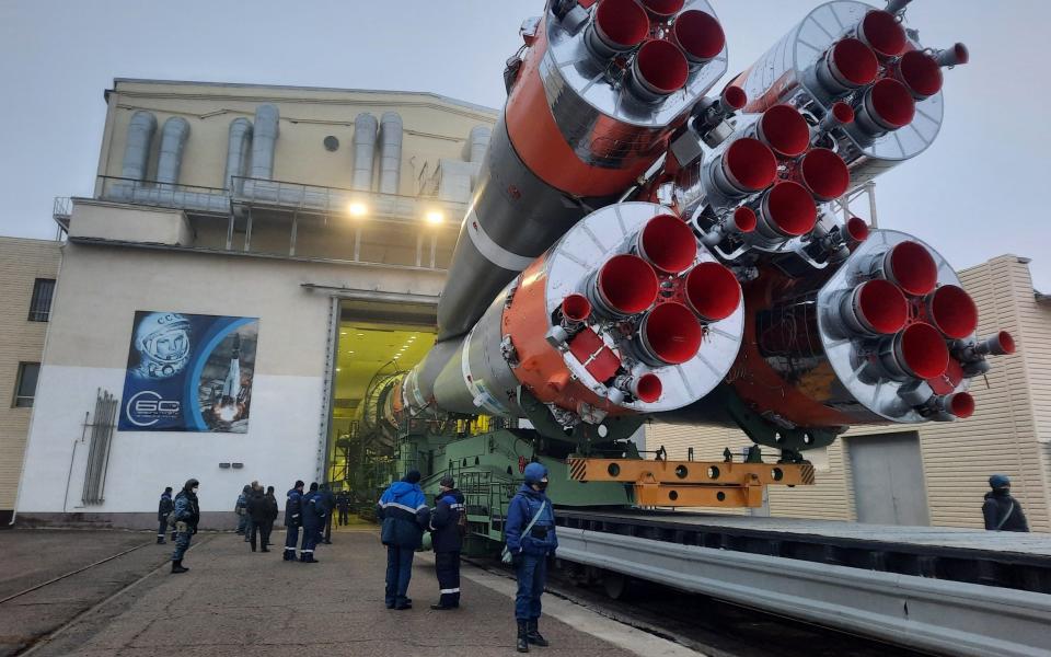 The launch of OneWeb satellites has been delayed due to a reliance on Russian rockets Eutelsat takeover merger - Roscosmos Press Office/TASS via Getty Images)