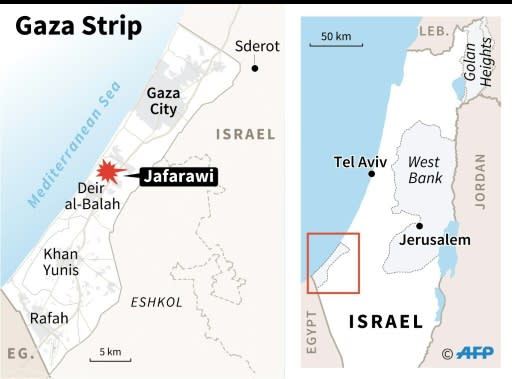 Map of the Gaza Strip and southern Israel, locating Jafarawi, Sderot and Eshkol region