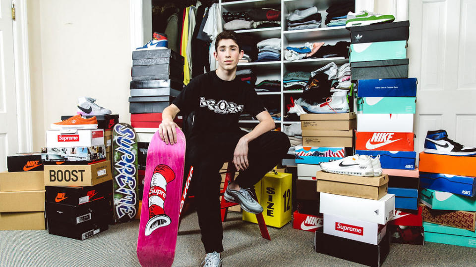 Max Brody, 17, in his Scarsdale bedroom