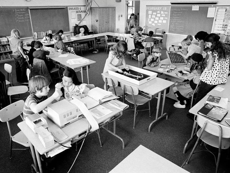 Gifted children in a classroom in 1973