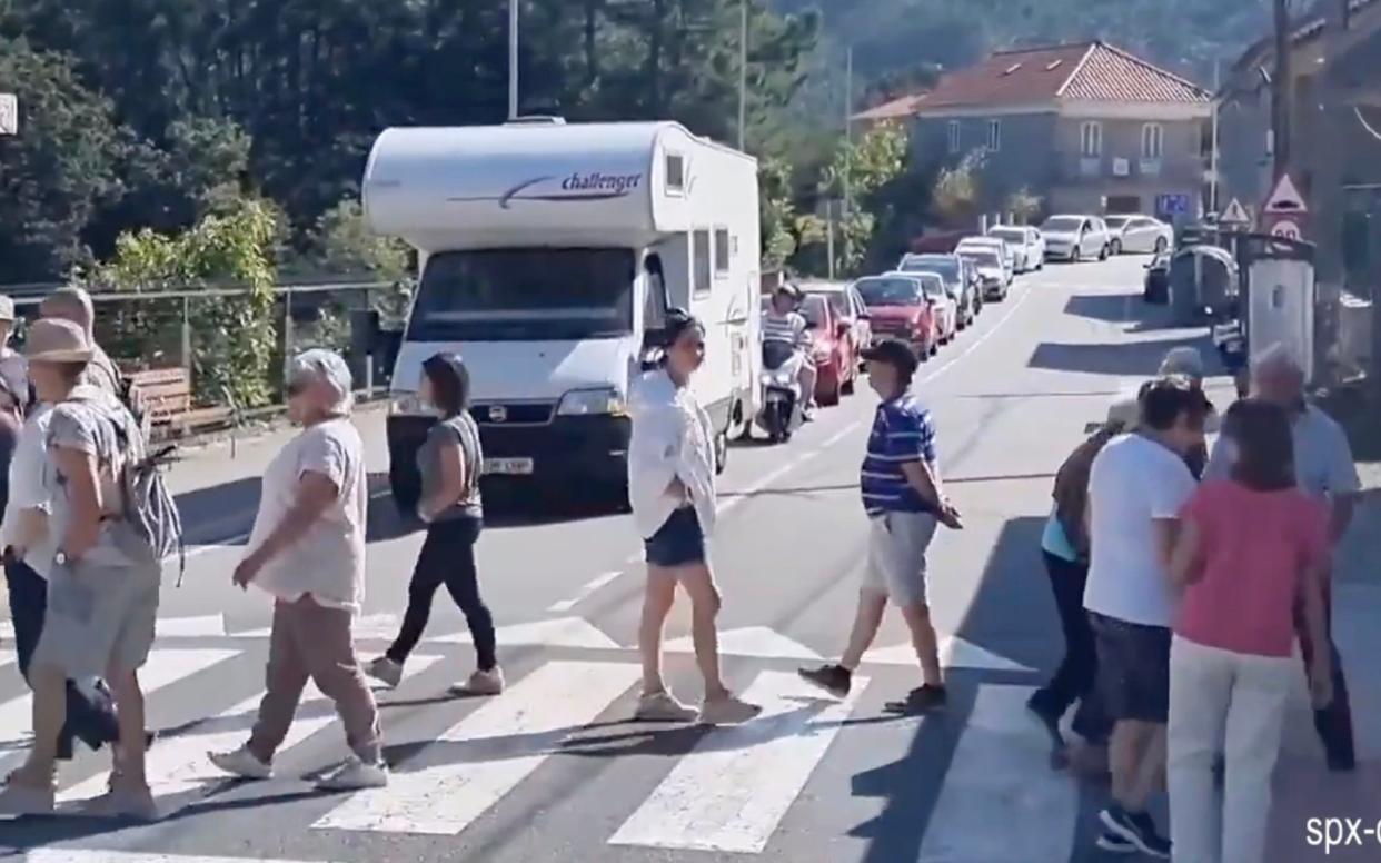 Spanish villagers stage protests on zebra crossings