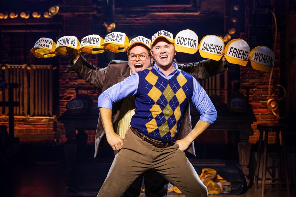 Josh Gad, left, and Andrew Rannells in "Gutenberg! The Musical!"