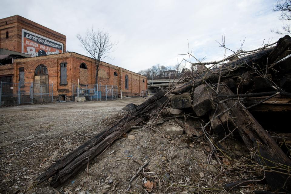 The Beaver Valley Bowl building near the former Pool Doctor-Beaver Alkali Products site in Rochester.