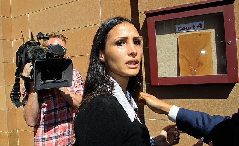 Simon Gittany's girlfriend, Rachelle Louise, outside the Darlinghurst Supreme Court after the verdict. Credot: AAP