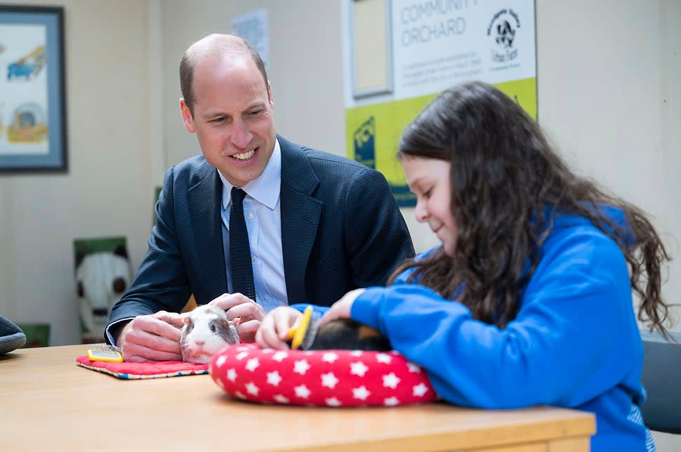 Prince William, Prince of Wales visits Woodgate Valley Urban Farm, a city farm dedicated to supporting children and young people struggling to access education and those experiencing mental health challenges, on April 25, 2024 in Birmingham, England. 