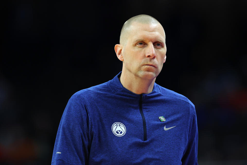 Mark Pope has never won an NCAA tournament game. He is reportedly set to become the head coach of Kentucky. (Photo by Michael Reaves/Getty Images)