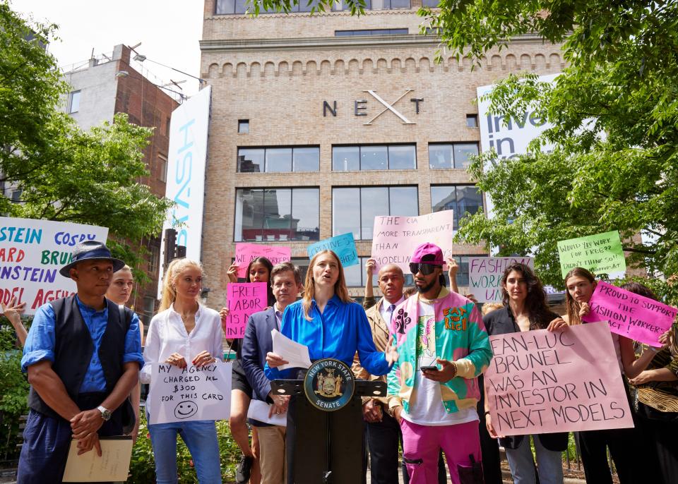 The scene at the 2023 rally for the Fashion Workers Act.