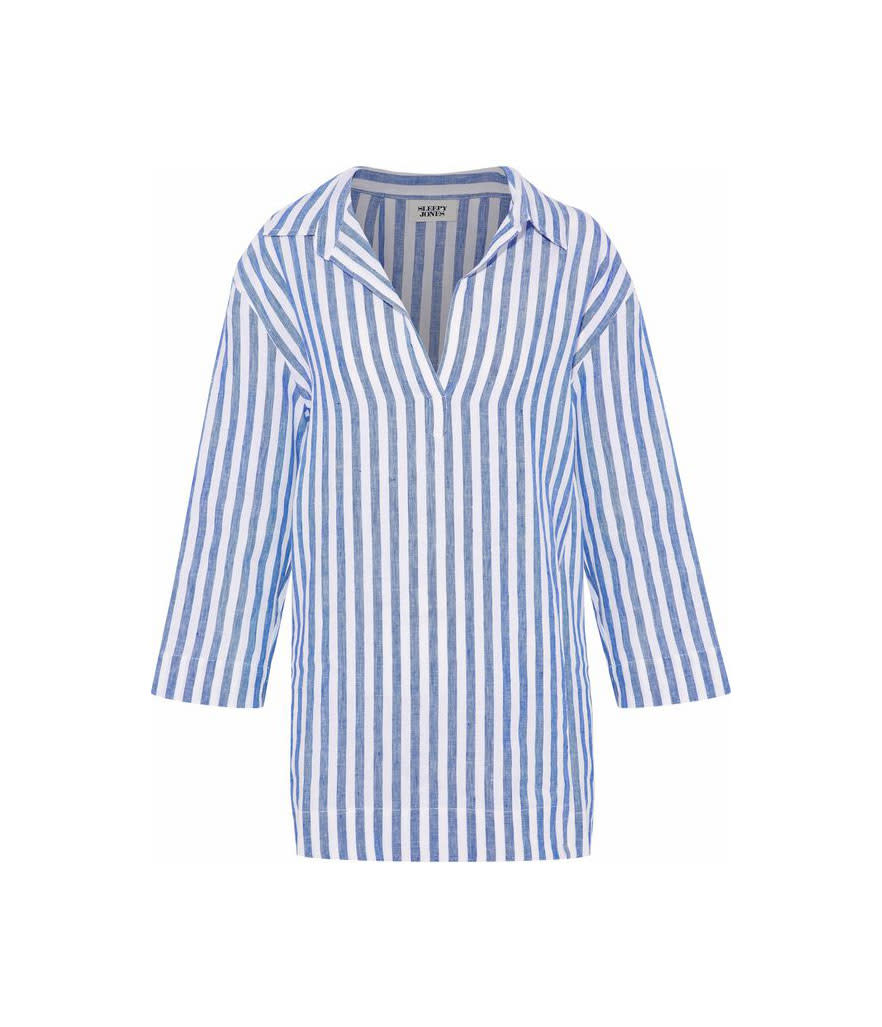 Sleepy Jones Striped Linen-Piqué Pajama Top (Photo: The Outnet)