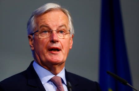 European Union's chief Brexit negotiator Michel Barnier holds a speech at the Berlin Security Conference on European Security and Defence in Berlin, Germany, November 29, 2017. REUTERS/Hannibal Hanschke