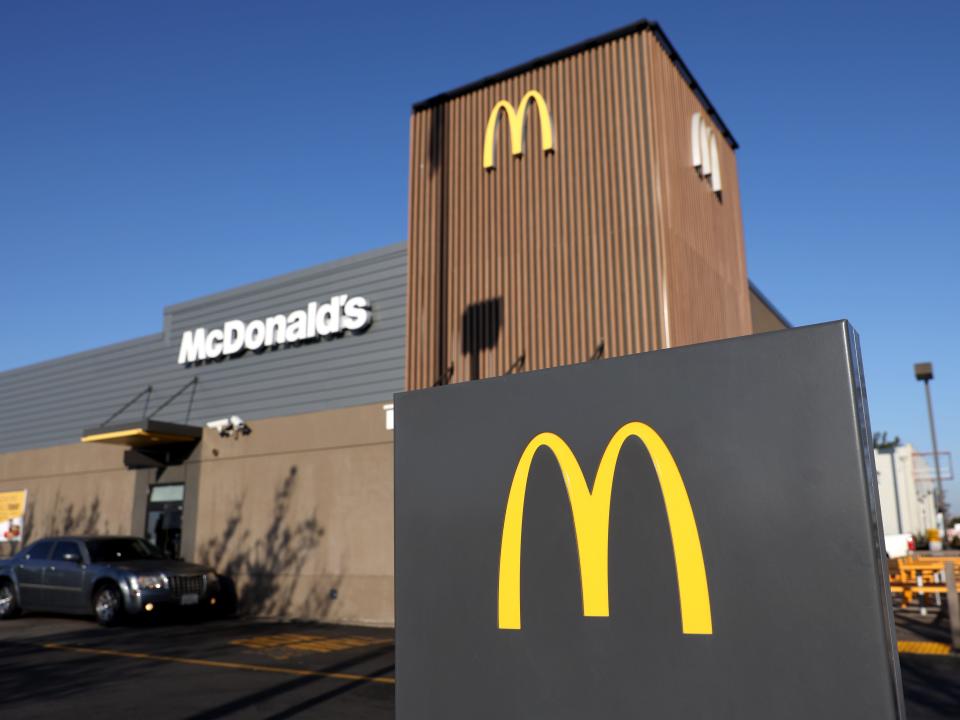A car sits in the drive-thru at a McDonald's restaurant on January 27, 2022 in El Cerrito, California.
