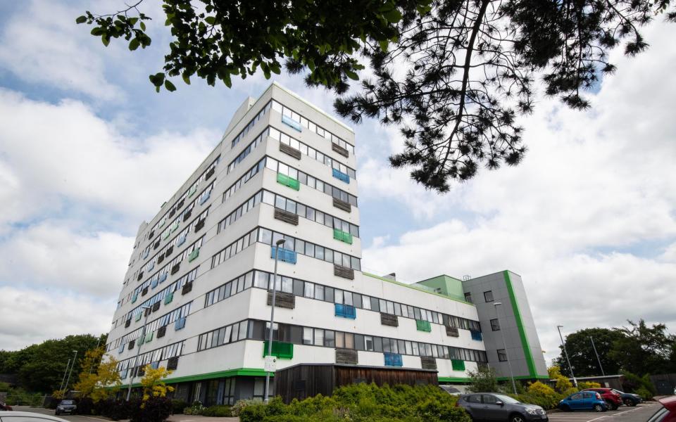 Outside view of the flats in Stevenage where Aylee Theron lives