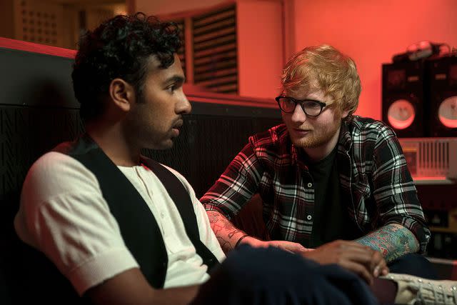 Jonathan Prime/Universal/Kobal/Shutterstock Himesh Patel and Ed Sheeran in <i>Yesterday</i>, 2019