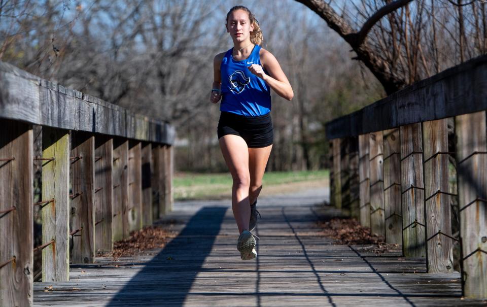 Catherine Aaron, of Montgomery Catholic, is the Montgomery Advertiser All-Metro Female Cross Country Runner of the year. Aaron is shown in Montgomery, Ala., on Wednesday December 22, 2021.