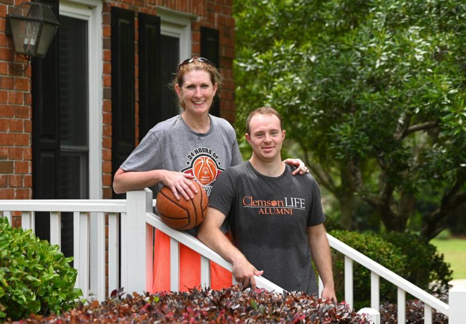 Former North Carolina State women’s basketball player and current college basketball analyst Debbie Antonelli, left and her son Frankie Antonelli on Sunday, May 24, 2023.