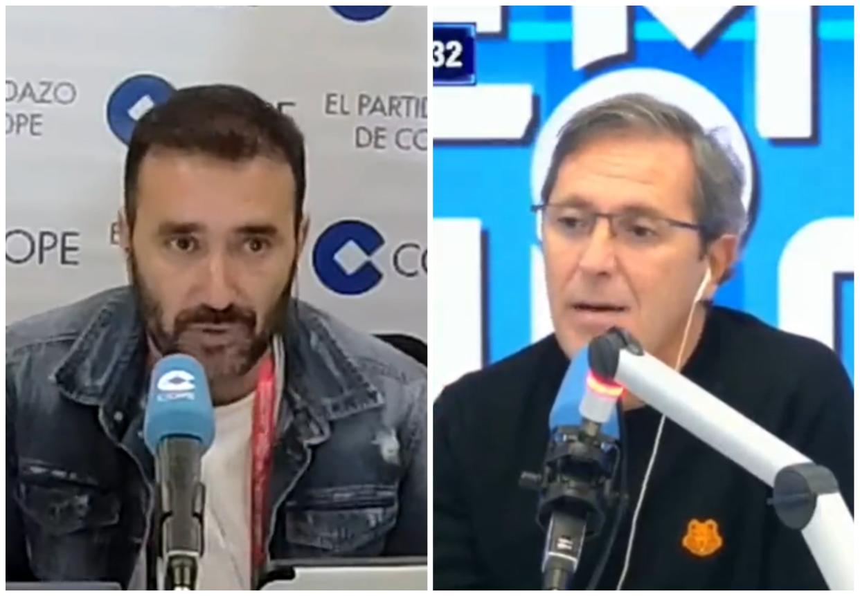 Juanma Castaño en ‘El Partidazo de COPE’ y Paco González en ‘Tiempo de Juego’. (Foto: YouTube / Tiempo de Juego COPE).