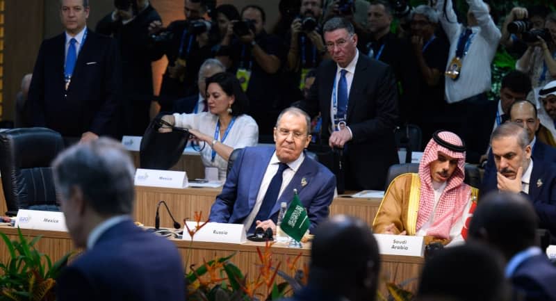 Russian Foreign Minister Sergey Lavrov attends the G20 Foreign Ministers' Meeting. Bernd von Jutrczenka/dpa