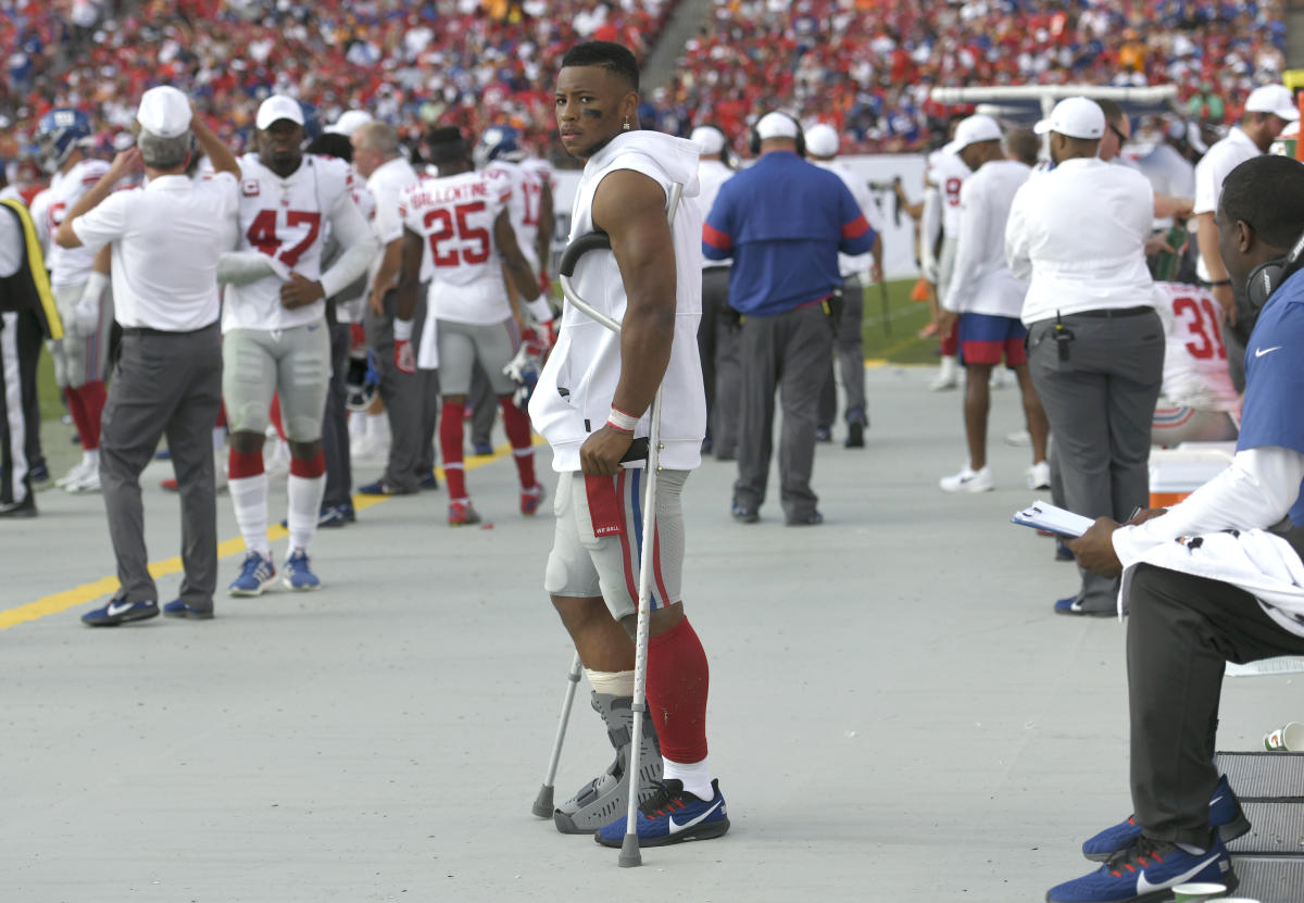 Saquon Barkley won't test high-ankle sprain, ruled out against Vikings