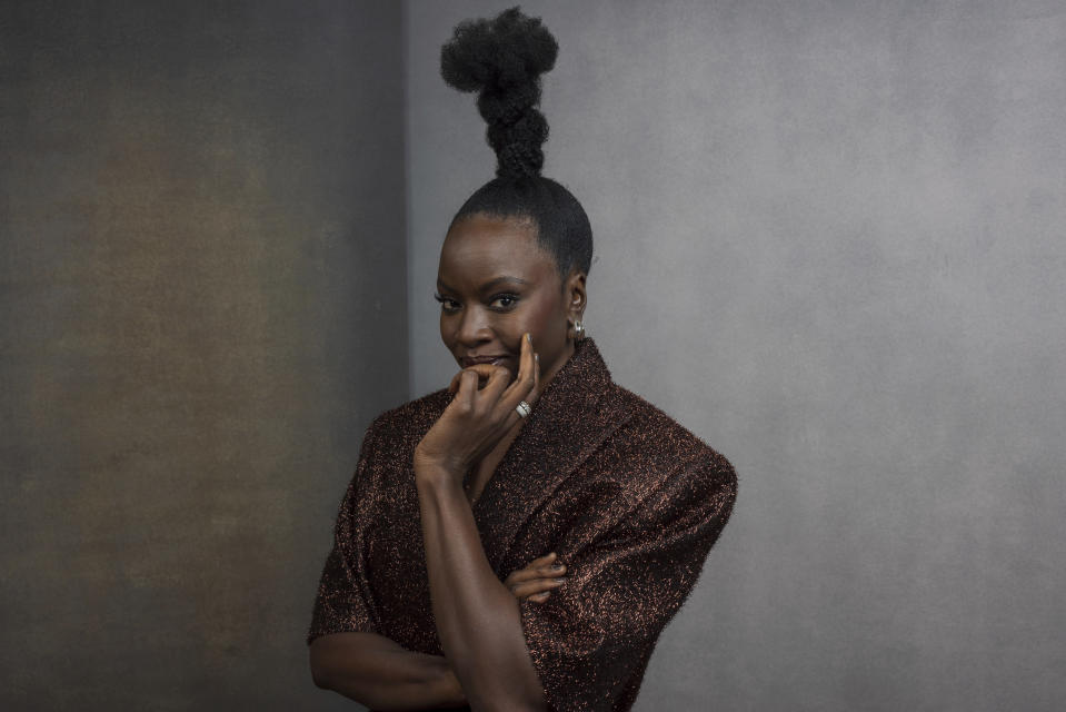 Cast member Danai Gurira poses for a portrait to promote the AMC television series "The Walking Dead: The Ones Who Live" during the Winter Television Critics Association Press Tour on Tuesday, Feb. 6, 2024, at The Langham Huntington Hotel in Pasadena, Calif. (Willy Sanjuan/Invision/AP)