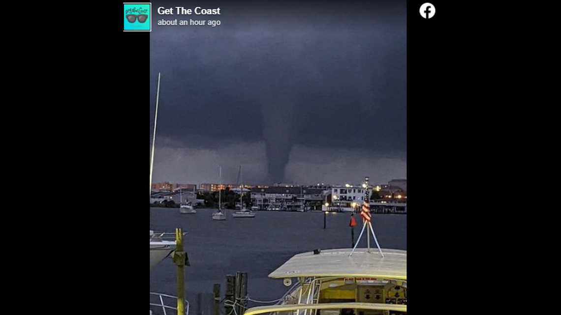 The towering waterspout appeared early Tuesday, Aug. 16, the Okaloosa County Sheriff’s Office reports.